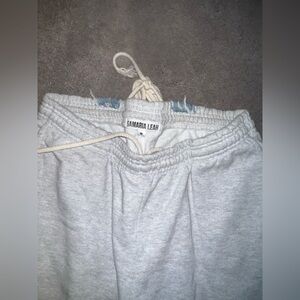 Samaria Leah Grey Sweatpants with Denim detailing